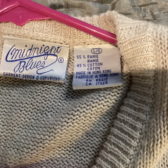 Vintage Midnight Blues cottage core/coastal grandma knitted cardigan - Picture 3 of 6